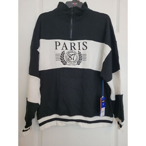Girls Limited Too Pullover Sweatshirt XL 16/18 Black White Paris NWT